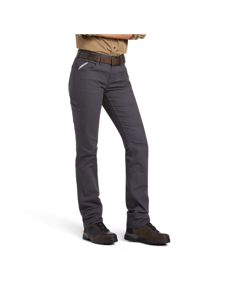 Ariat Rebar DuraStretch Made Tough Straight Leg Pant Rebar Grey | NXPRJQ-651