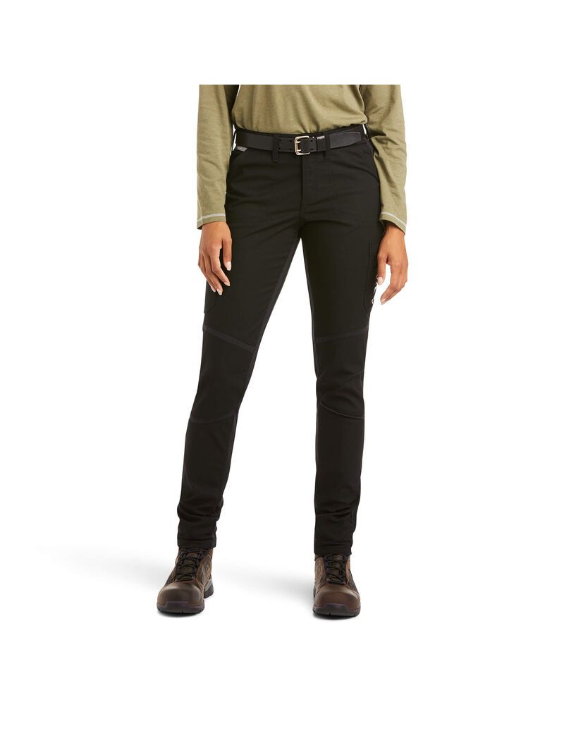 Ariat Rebar DuraStretch Ripstop Cargo Straight Leg Pant Black | DPHOQV-402