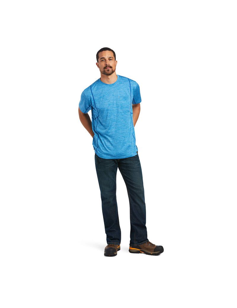 Ariat Rebar Evolution Athletic Fit T-Shirt Deep Water | UKZEMV-729