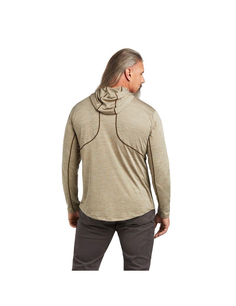 Ariat Rebar Evolution Hooded Sun Shirt Brindle | RKBNOX-358