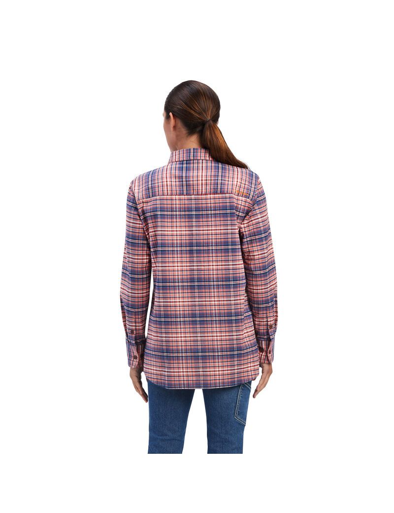 Ariat Rebar Flannel DuraStretch Work Shirt Faded Rose | JIEUWM-892