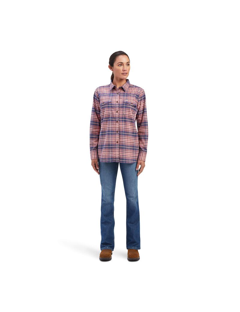 Ariat Rebar Flannel DuraStretch Work Shirt Faded Rose | JIEUWM-892