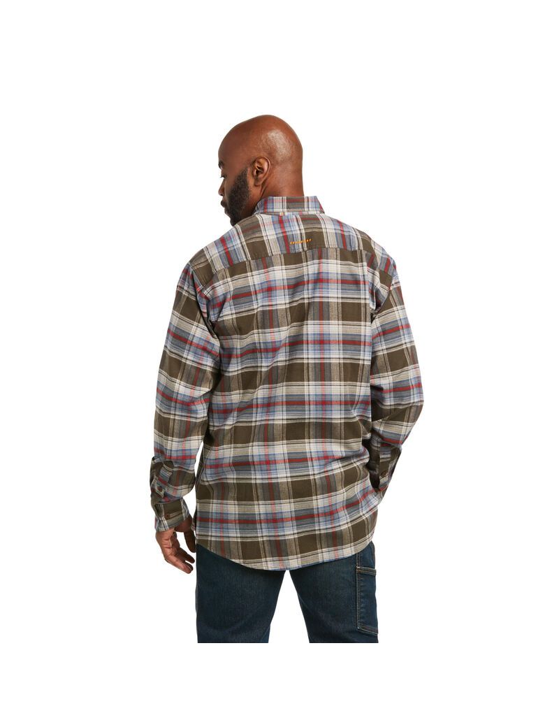 Ariat Rebar Flannel DuraStretch Work Shirt Wren Plaid | NOIAUB-618