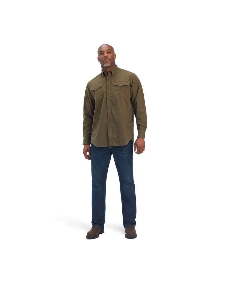 Ariat Rebar Flannel DuraStretch Work Shirt Wren Heather | TUJEPO-372