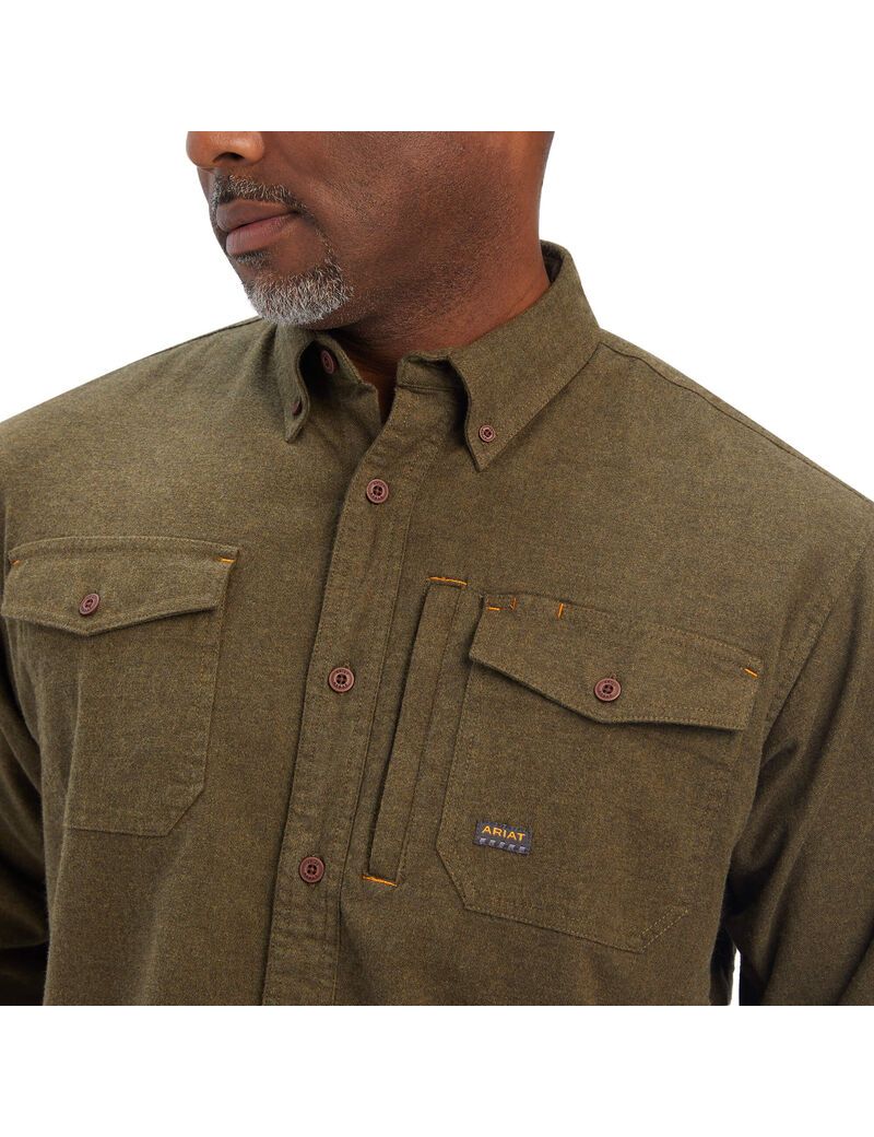 Ariat Rebar Flannel DuraStretch Work Shirt Wren Heather | TUJEPO-372