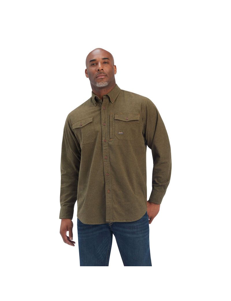 Ariat Rebar Flannel DuraStretch Work Shirt Wren Heather | TUJEPO-372