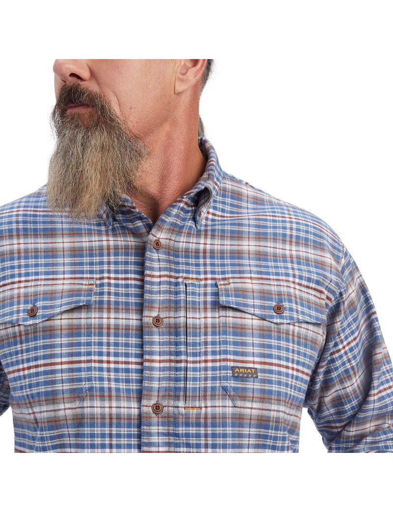 Ariat Rebar Flannel DuraStretch Work Shirt Alloy Grey | VHLQJC-742