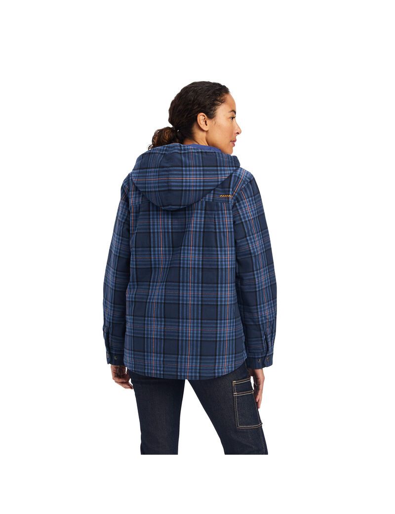 Ariat Rebar Flannel Shirt Jacket Navy | DILRZB-736