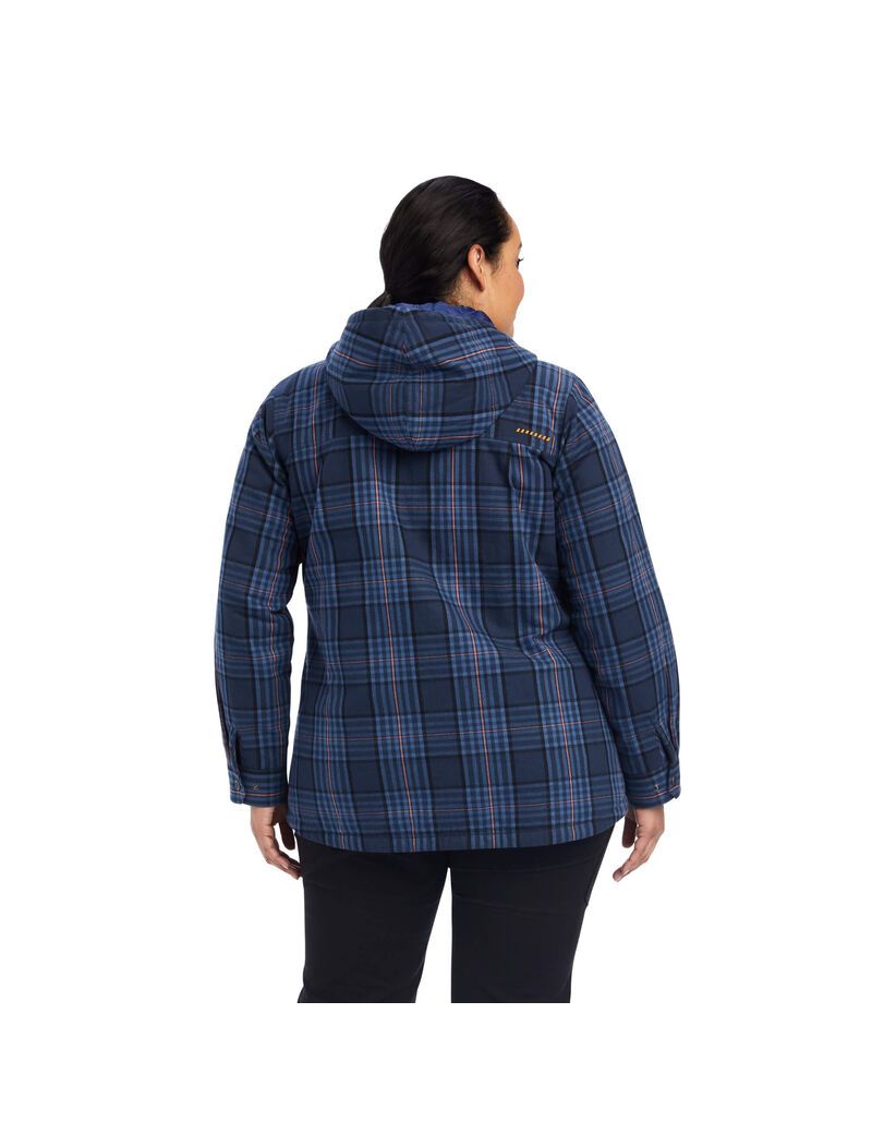 Ariat Rebar Flannel Shirt Jacket Navy | DILRZB-736