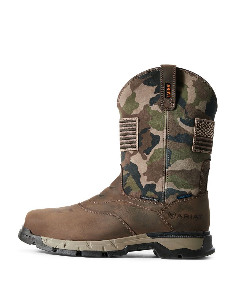 Ariat Rebar Flex Patriot Waterproof Composite Toe Work Boot Dark Brown | ULOPHG-893