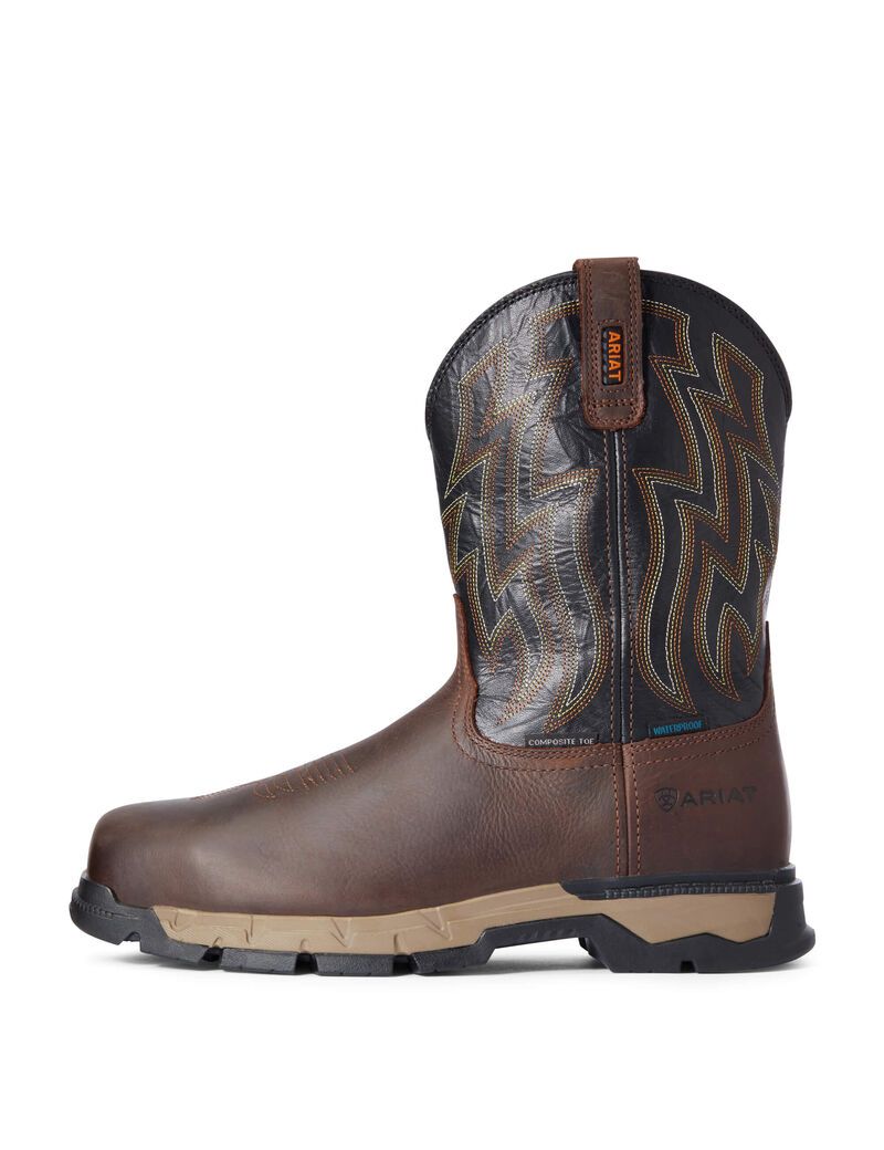 Ariat Rebar Flex Western Waterproof Composite Toe Work Boot Dark Brown | RQZSBO-192