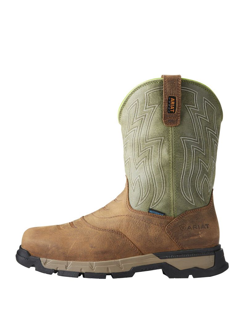 Ariat Rebar Flex Western Waterproof Work Boot Rye Brown | SNOJFR-806