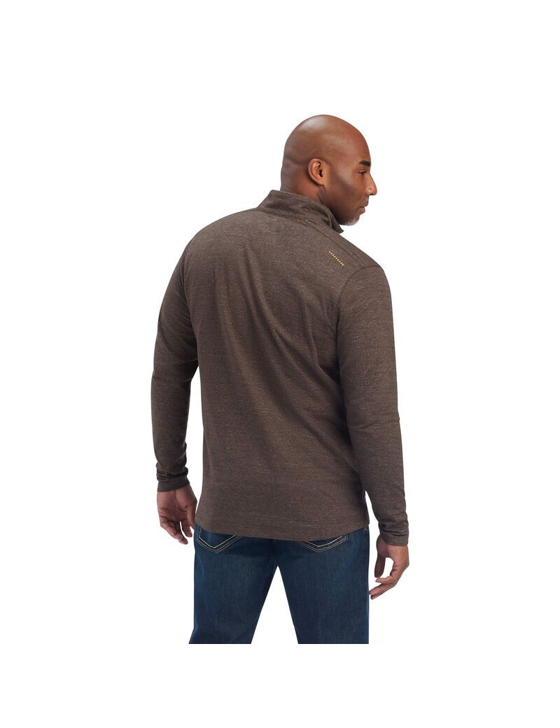 Ariat Rebar Foundation 1/4 Zip Shirt Wren Heather | ZYSJQB-216