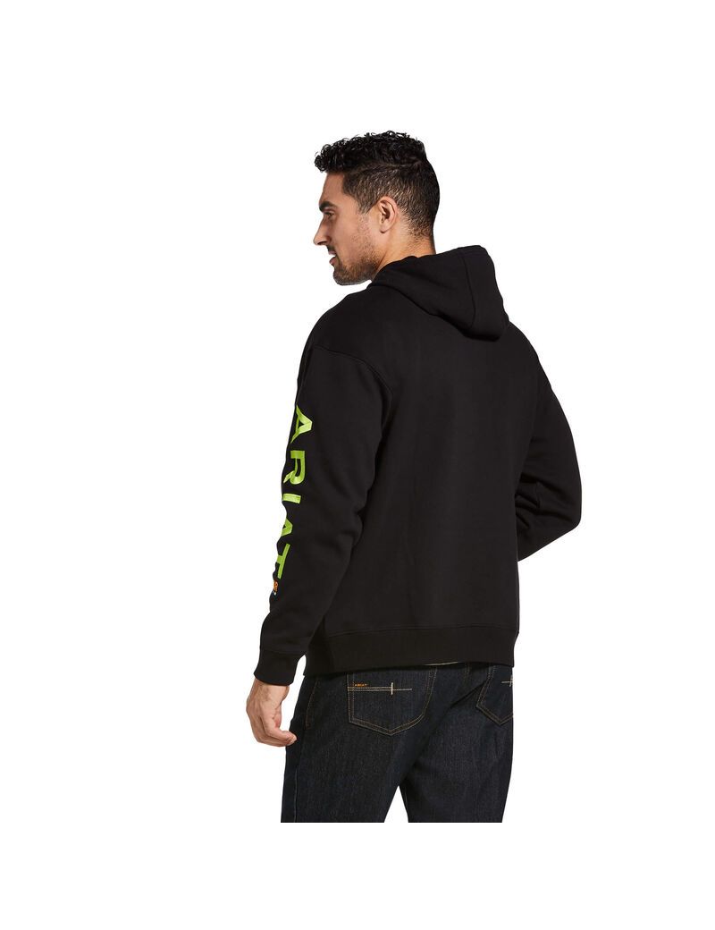 Ariat Rebar Graphic Hoodie Black/Lime | IKUBJH-860