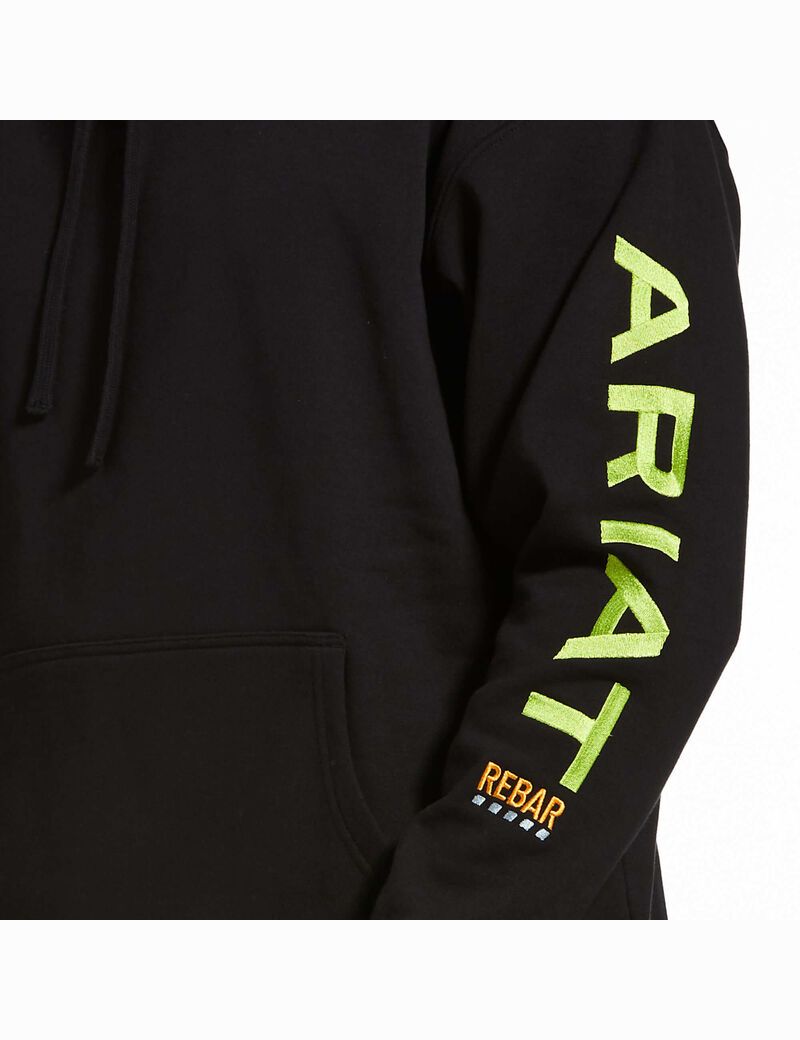 Ariat Rebar Graphic Hoodie Black/Lime | IKUBJH-860