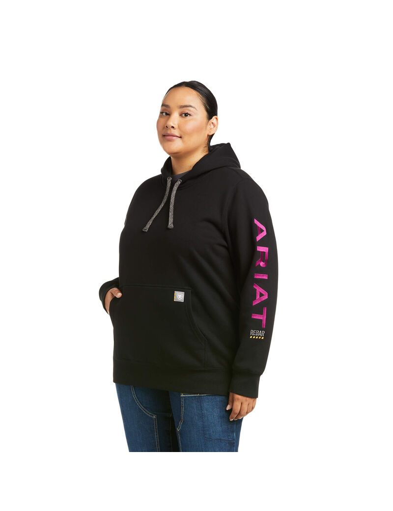 Ariat Rebar Graphic Hoodie Black/Purple | REOVUM-384