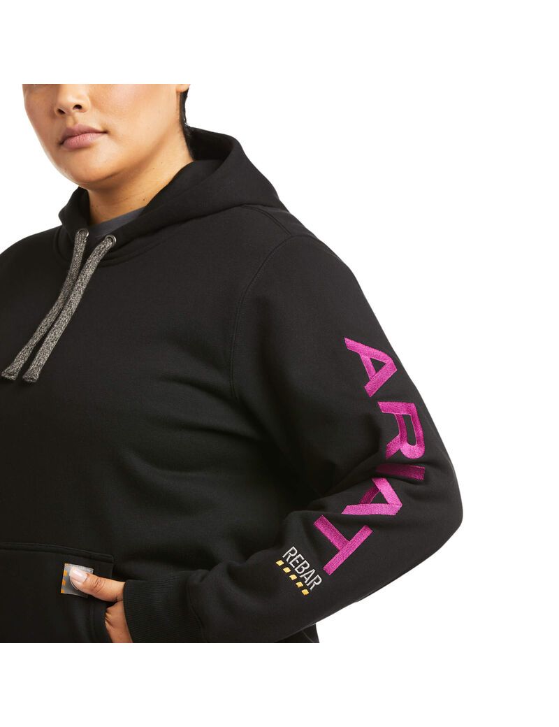 Ariat Rebar Graphic Hoodie Black/Purple | REOVUM-384