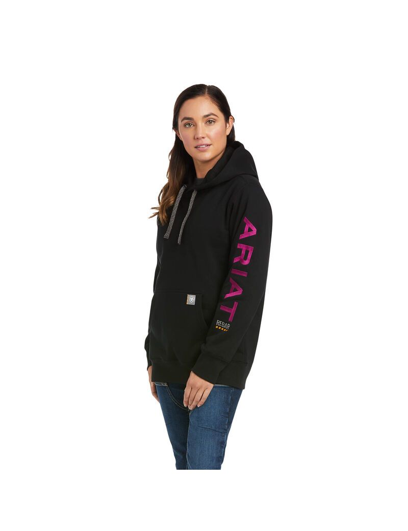 Ariat Rebar Graphic Hoodie Black/Purple | REOVUM-384