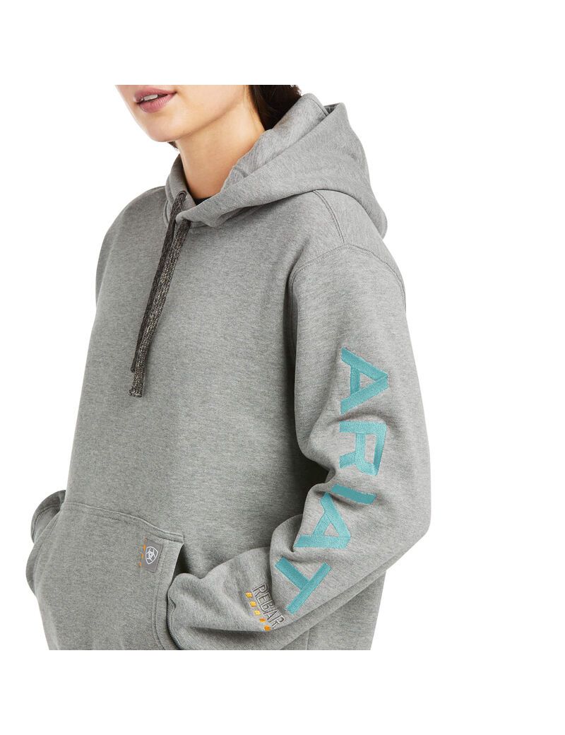 Ariat Rebar Graphic Hoodie Heather Grey | MGTKXN-796