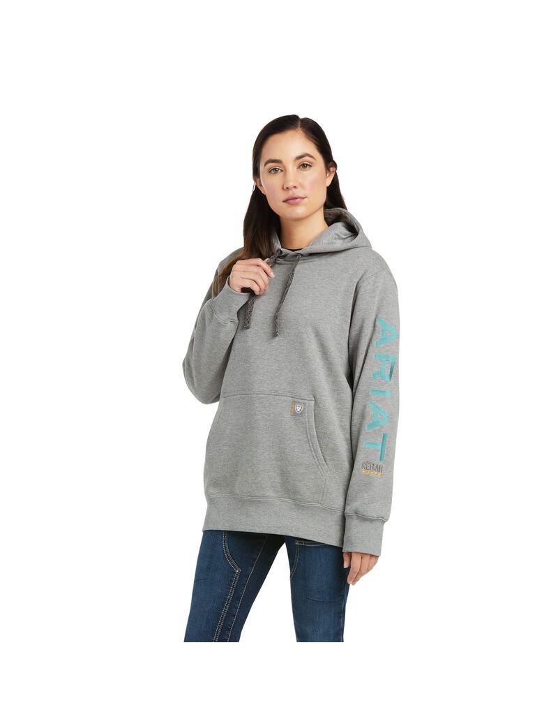 Ariat Rebar Graphic Hoodie Heather Grey | MGTKXN-796