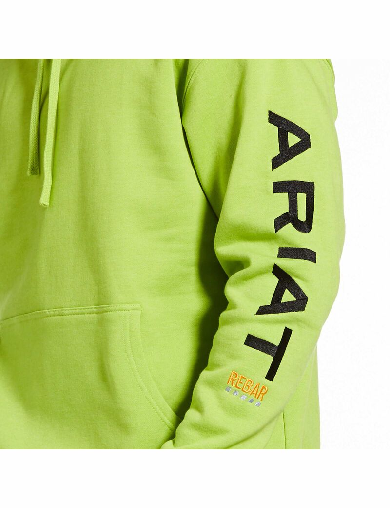 Ariat Rebar Graphic Hoodie Lime Heather/Black | BMPZUG-276