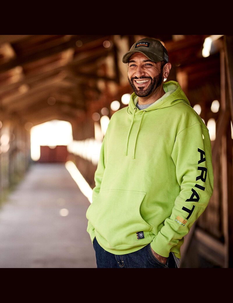 Ariat Rebar Graphic Hoodie Lime Heather/Black | BMPZUG-276