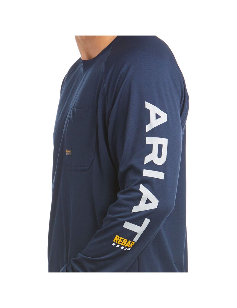 Ariat Rebar Heat Fighter T-Shirt Navy | UGOJRQ-592