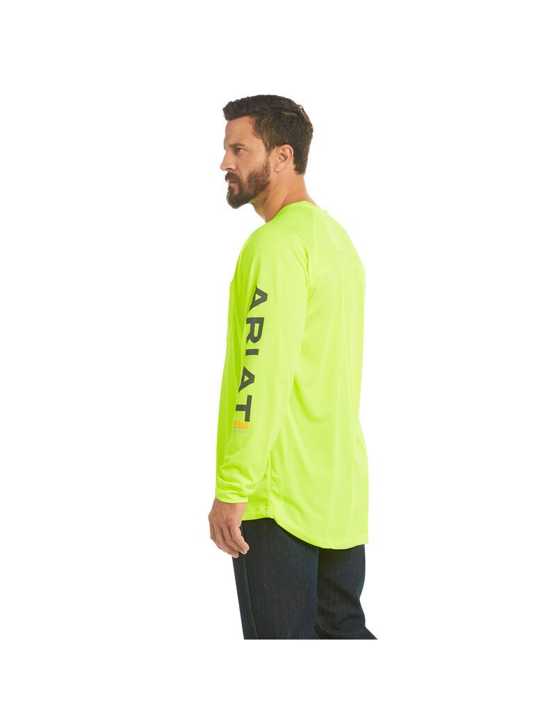 Ariat Rebar Heat Fighter T-Shirt Neon Lime | RKZYGE-439