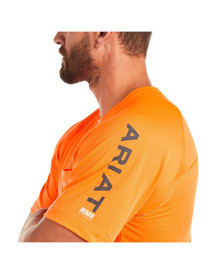 Ariat Rebar Heat Fighter T-Shirt Neon Orange | FOJKWA-603