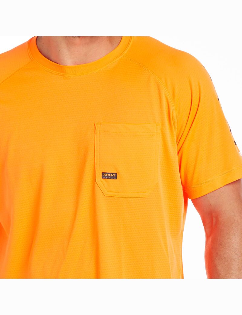 Ariat Rebar Heat Fighter T-Shirt Neon Orange | FOJKWA-603