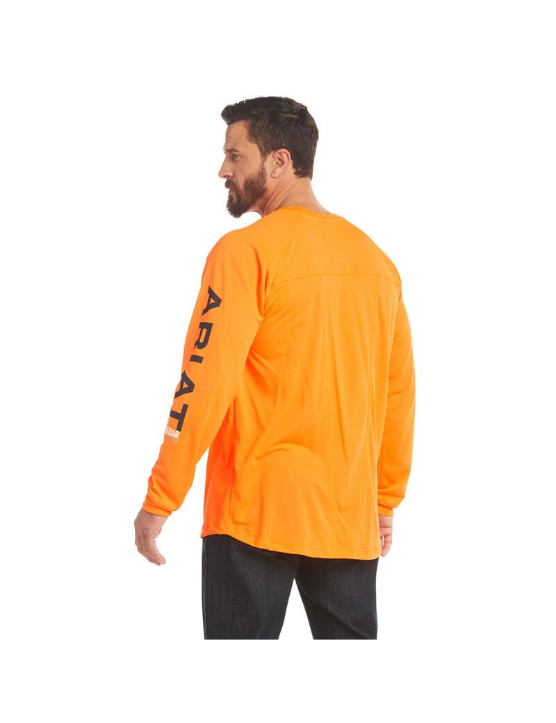 Ariat Rebar Heat Fighter T-Shirt Neon Orange | ZDEAHL-231