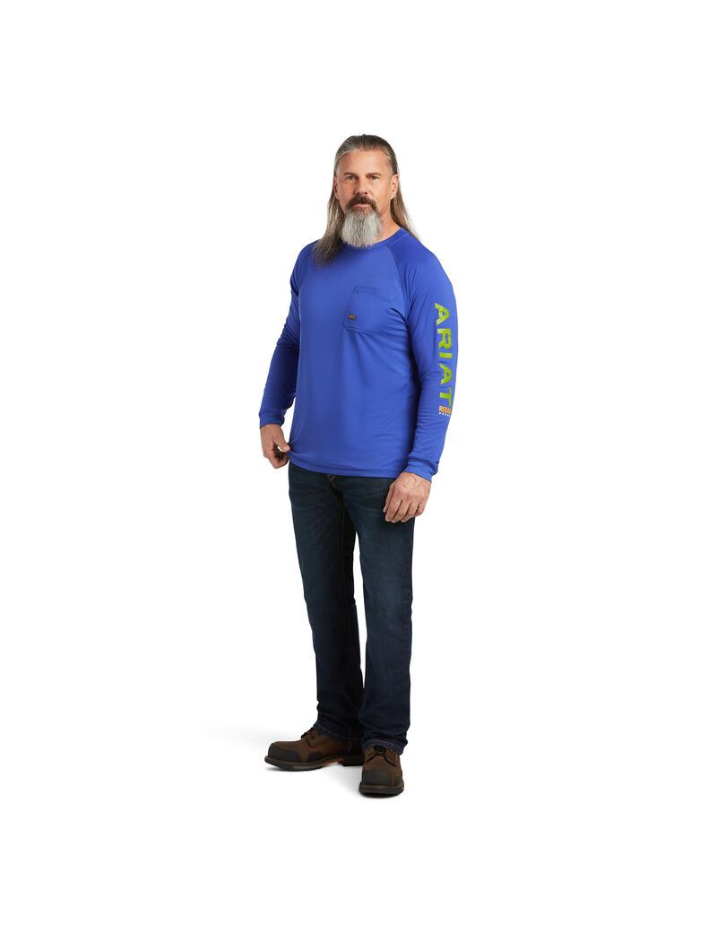 Ariat Rebar Heat Fighter T-Shirt Royal Blue | KXOSMU-547