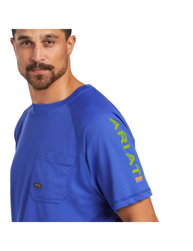 Ariat Rebar Heat Fighter T-Shirt Royal Blue | XDYARL-302