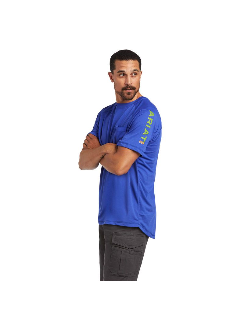 Ariat Rebar Heat Fighter T-Shirt Royal Blue | XDYARL-302