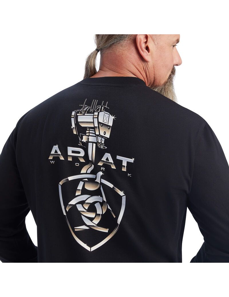 Ariat Rebar Heavy Lifting T-Shirt Black | GBZKTW-507