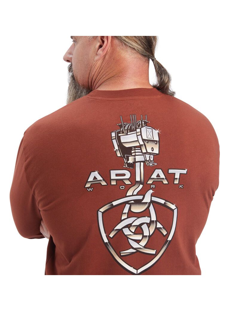 Ariat Rebar Heavy Lifting T-Shirt Cherry Mahogany | RFHIBW-203