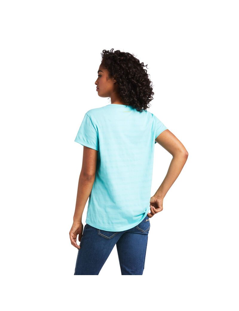 Ariat Rebar Henley T-Shirt Aqua Sky | GJPAWY-069