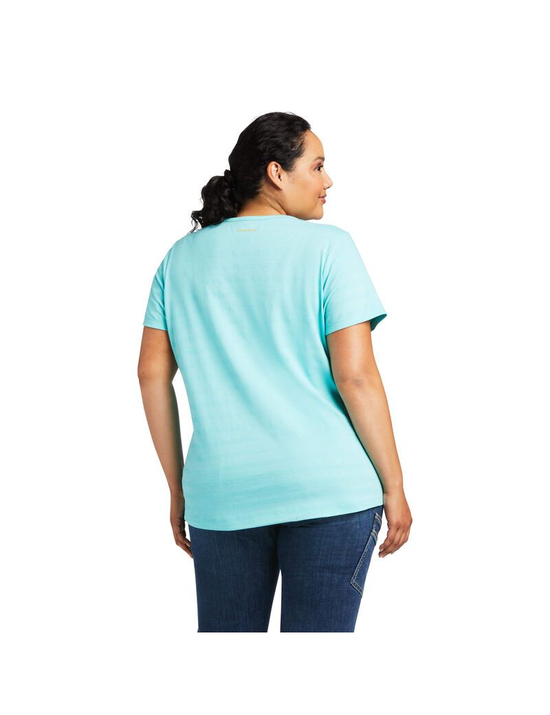 Ariat Rebar Henley T-Shirt Aqua Sky | GJPAWY-069