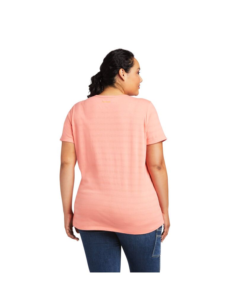 Ariat Rebar Henley T-Shirt Summer Melon | GBKTRU-812