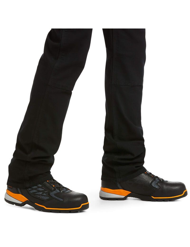 Ariat Rebar M4 Low Rise DuraStretch Made Tough Double Front Stackable Straight Leg Pant Black | EXRFUL-820