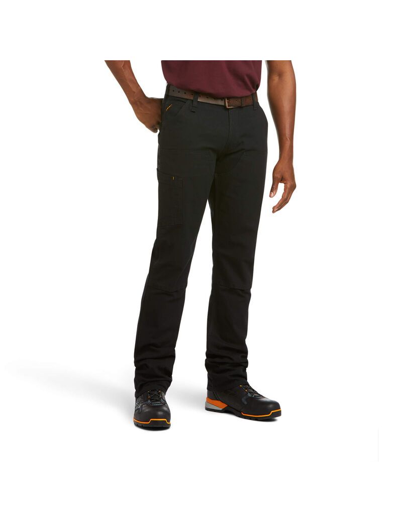 Ariat Rebar M4 Low Rise DuraStretch Made Tough Double Front Stackable Straight Leg Pant Black | EXRFUL-820