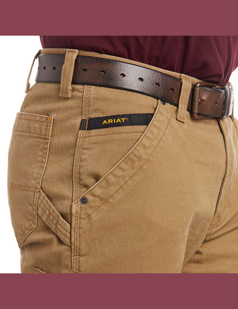 Ariat Rebar M4 Relaxed DuraStretch Washed Twill Dungaree Boot Cut Pant Field Khaki | CKOXHP-735