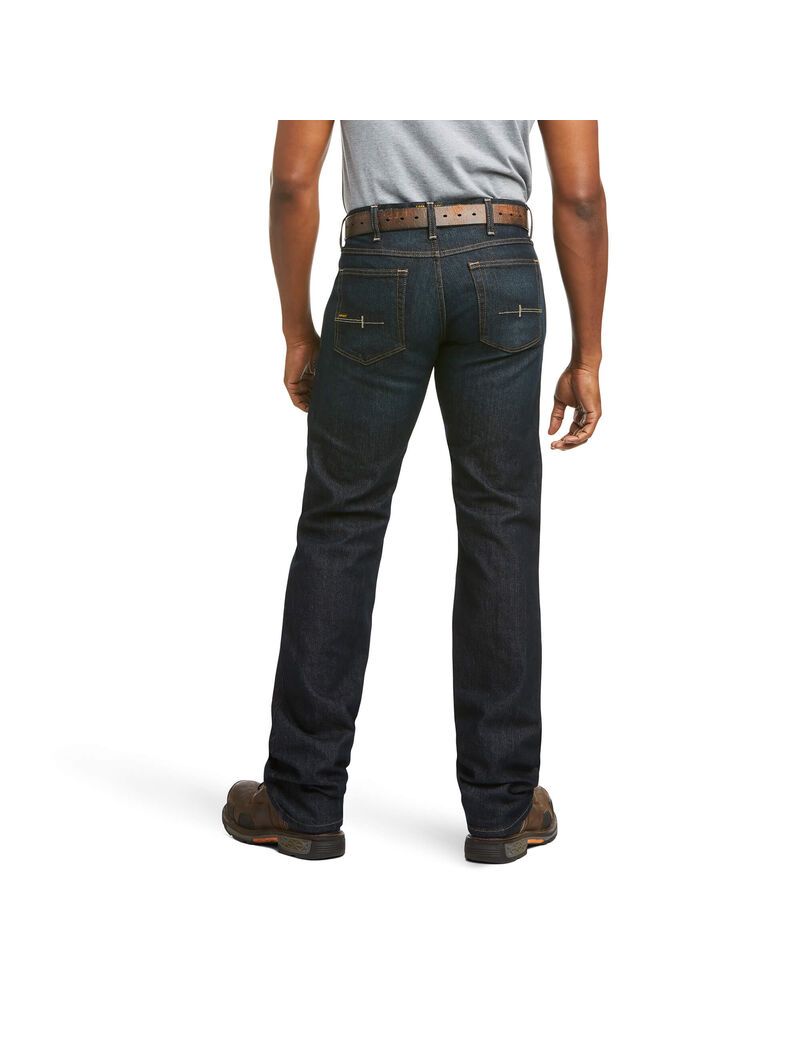 Ariat Rebar M5 Straight DuraStretch Basic Double Front Stackable Straight Leg Jean Blackstone | OBMFAI-768