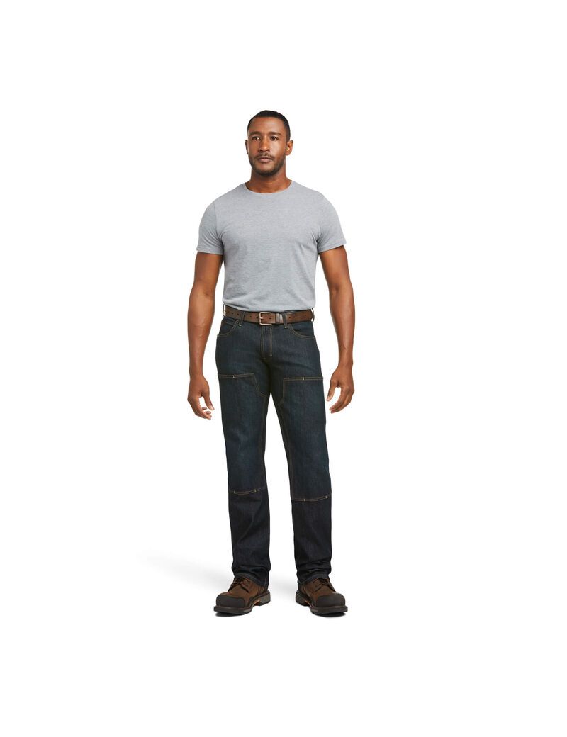 Ariat Rebar M5 Straight DuraStretch Basic Double Front Stackable Straight Leg Jean Blackstone | OBMFAI-768