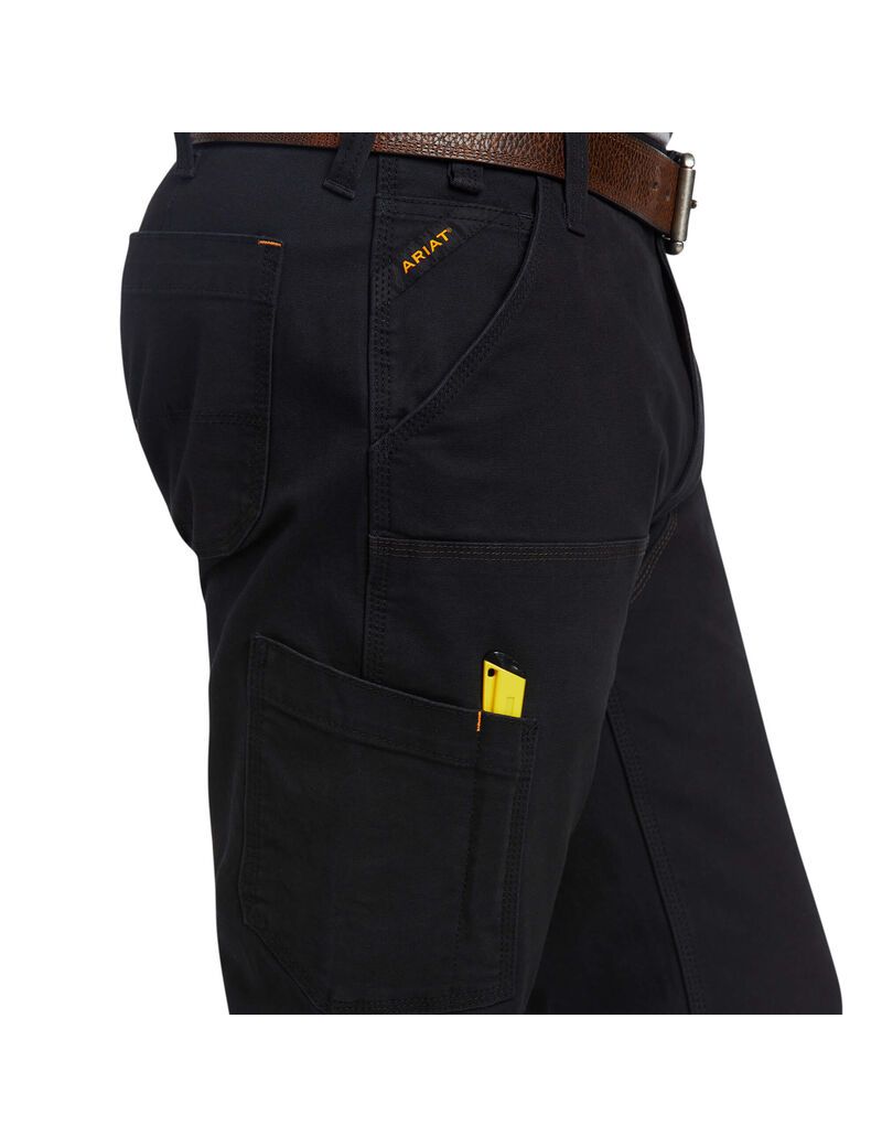 Ariat Rebar M7 Slim DuraStretch Made Tough Double Front Straight Pant Black | EQXHYU-260