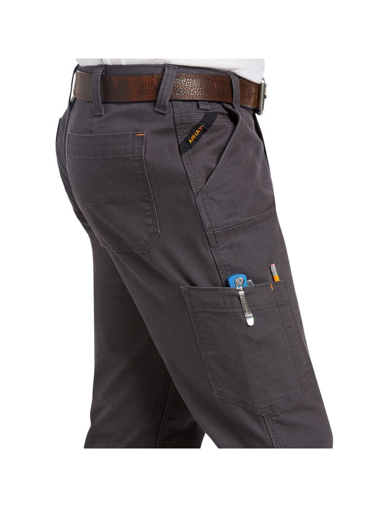 Ariat Rebar M7 Slim DuraStretch Made Tough Double Front Straight Pant Rebar Grey | JFNSVH-563