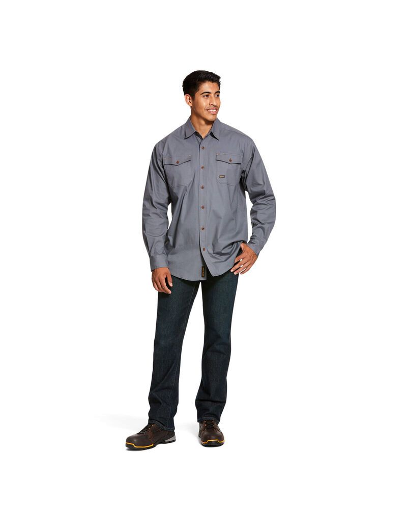 Ariat Rebar Made Tough DuraStretch Work Shirt Steel | BTHLES-127