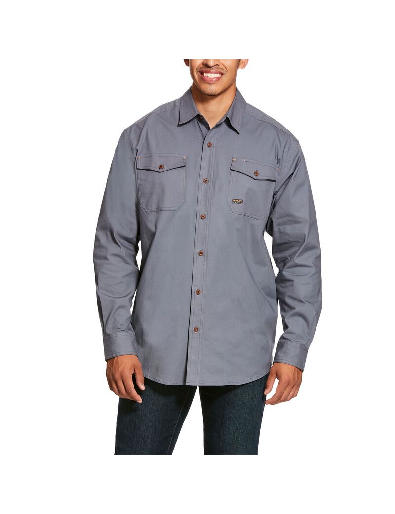 Ariat Rebar Made Tough DuraStretch Work Shirt Steel | BTHLES-127