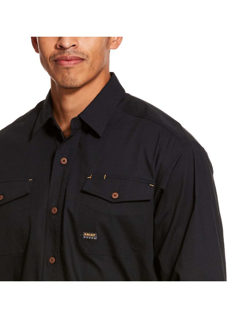 Ariat Rebar Made Tough DuraStretch Work Shirt Black | KBPJCH-271