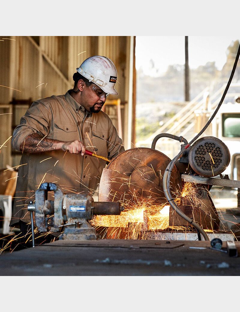 Ariat Rebar Made Tough DuraStretch Work Shirt Khaki | TGJXQO-630